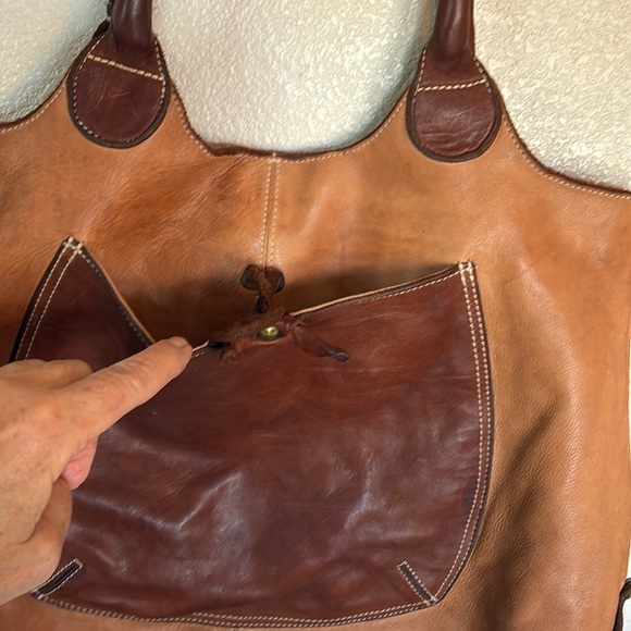 CONSTANZA ROTA 2 tone brown Leather hobo bag, oversized, pockets, top zip. - Picture 4 of 17